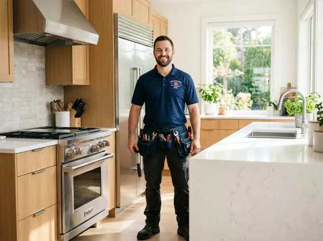 Appliance Repair Hero technician in a Bladensburg, MD kitchen after an appliance repair